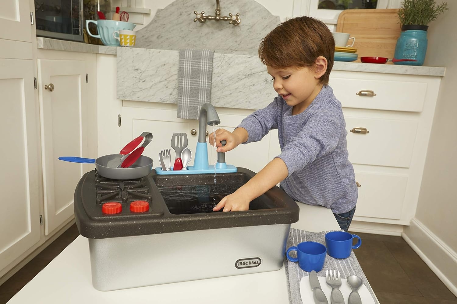 image:imageLittle Tikes First Sink amp Stove Realistic Pretend Play Kitchen Appliance for Kids Includes 13 Cooking Accessories Ages 3 MultiColor