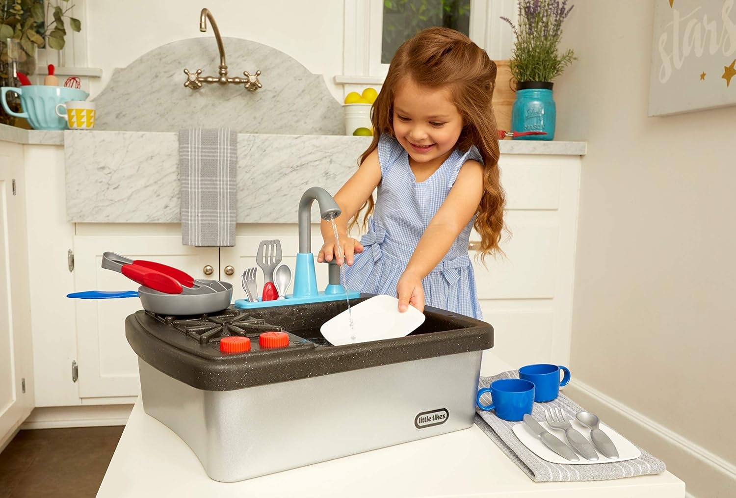 image:imageLittle Tikes First Sink amp Stove Realistic Pretend Play Kitchen Appliance for Kids Includes 13 Cooking Accessories Ages 3 MultiColor