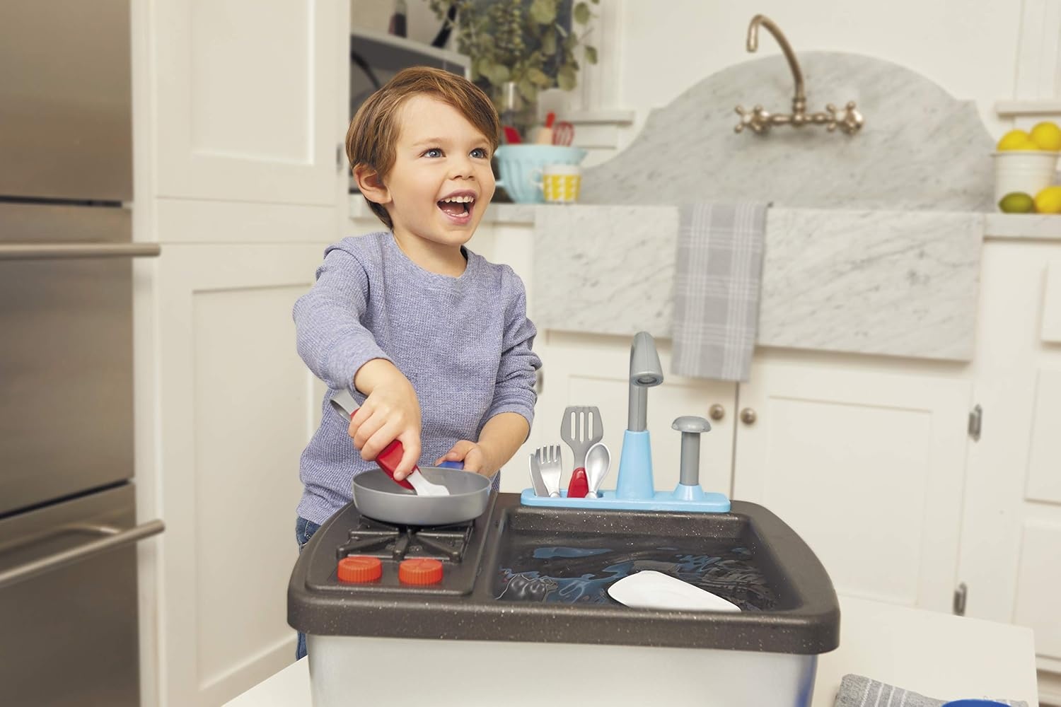 image:imageLittle Tikes First Sink amp Stove Realistic Pretend Play Kitchen Appliance for Kids Includes 13 Cooking Accessories Ages 3 MultiColor