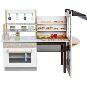 image:imageLittle Tikes Real Wood Caf amp Bakery Exclusive Wooden Play Kitchen with Realistic Lights Sounds and DualSided 20 Accessories Set Gift for Kids Toy for Girls Boys Ages 3 4 5 Years